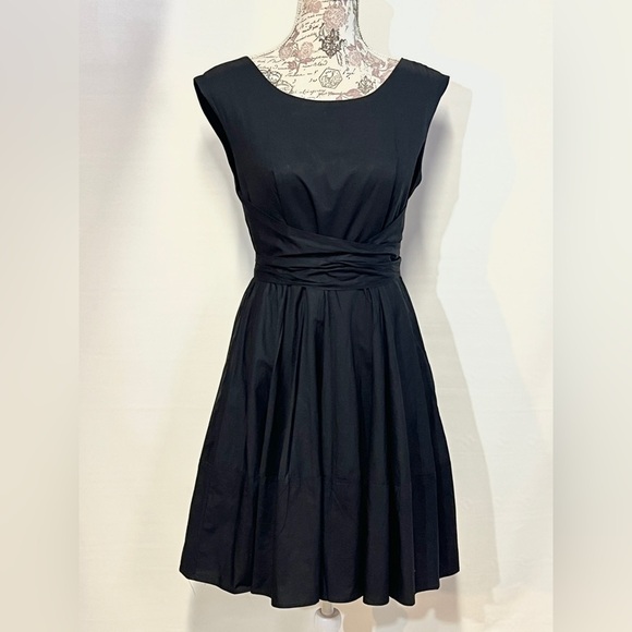 MELLODAY Black sleeveless Deep V back skater dress size L. - Picture 6 of 14